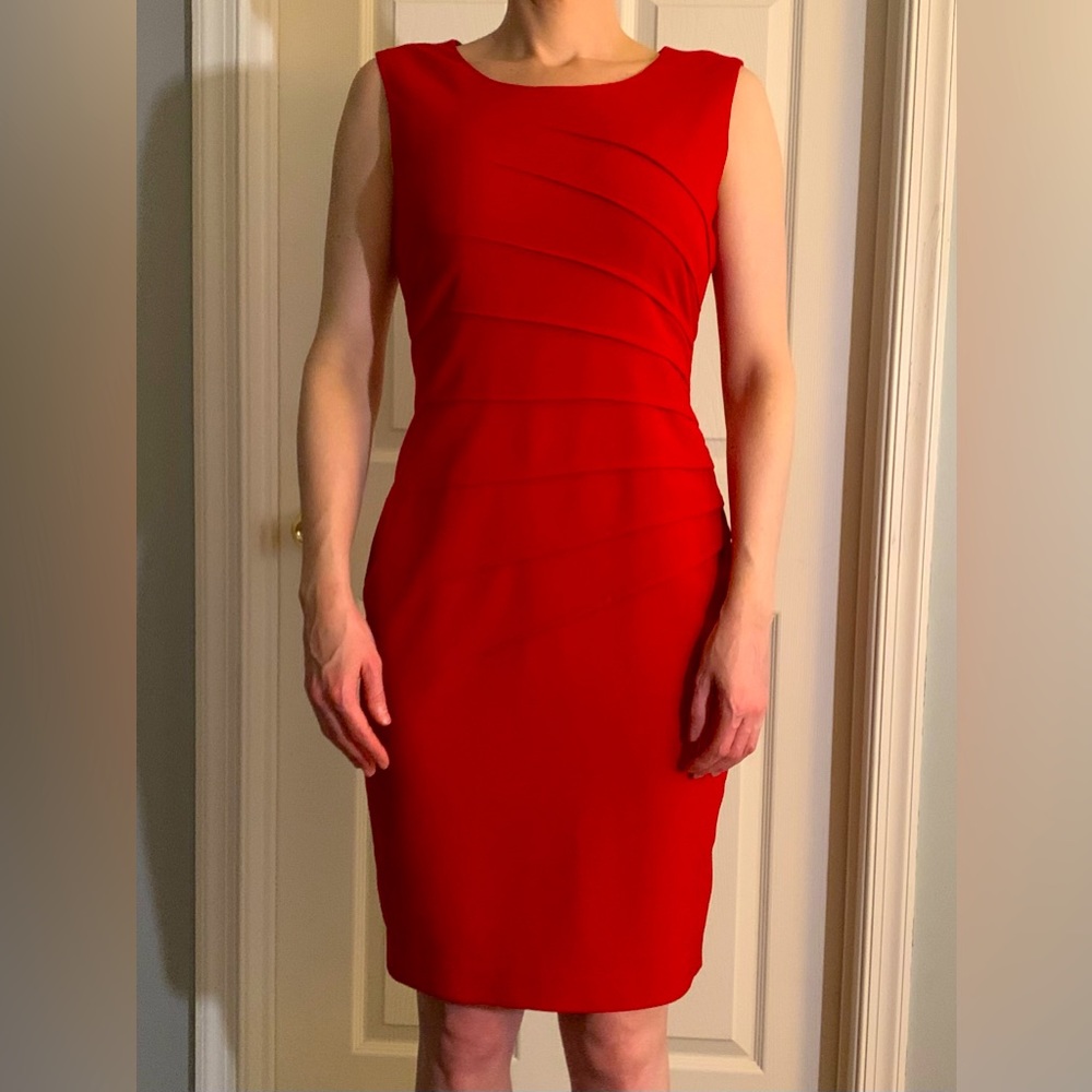 Calvin Klein, Red Sheath Dress, size 2.